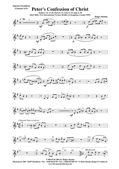 Peter's Confession of Christ (Instrumental Parts - SS (Cl) or AS + Bass)