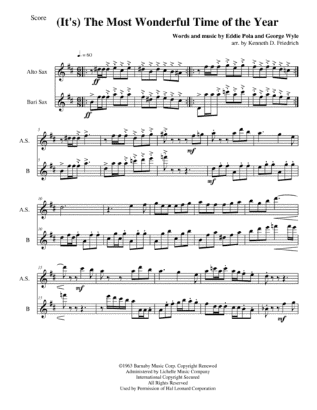 The Most Wonderful Time Of The Year (arr. Kenneth D. Friedrich)