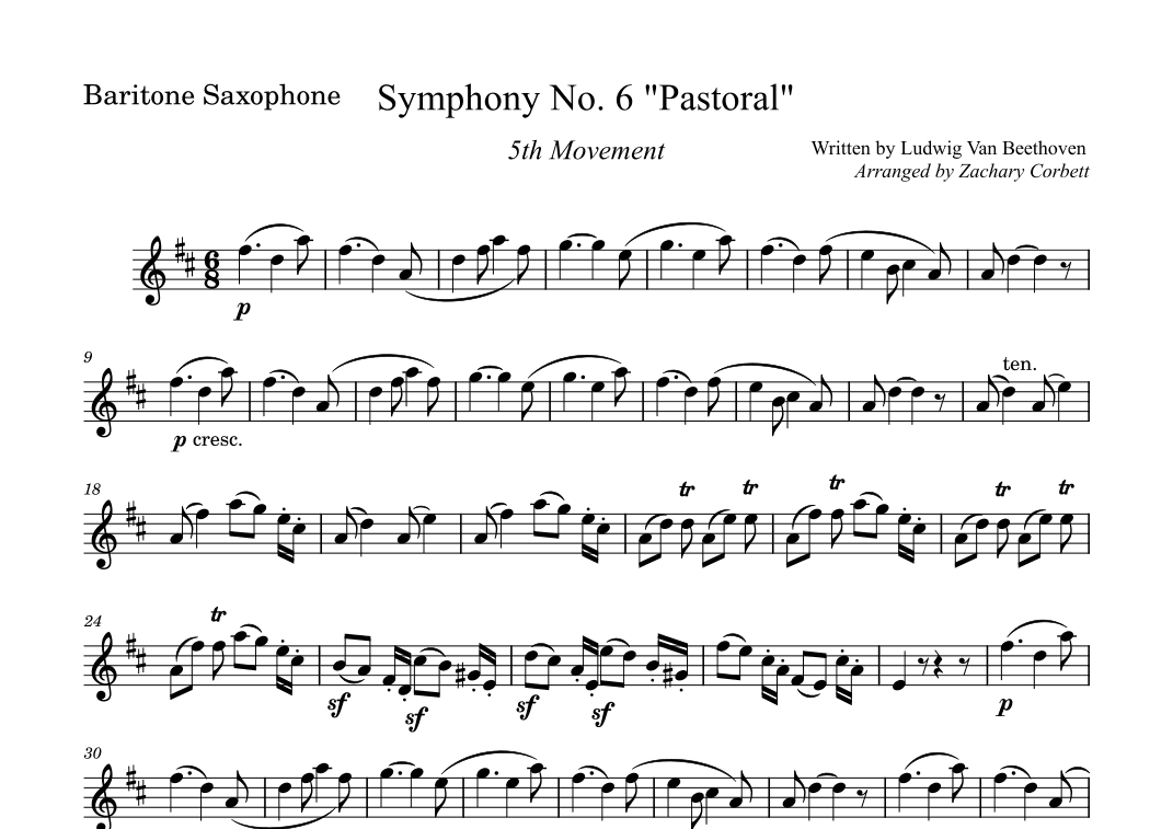 Symphony No. 6 5th Movement (arr. Zachary Corbett)