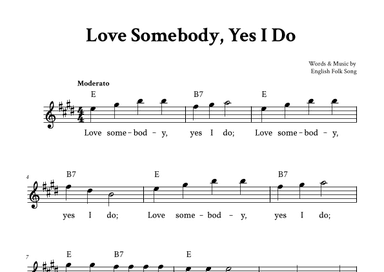 Love Somebody, Yes I Do - Lead Sheet (E Major) (arr. Yuri Noronha)