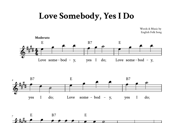 Love Somebody, Yes I Do - Lead Sheet (E Major) (arr. Yuri Noronha)