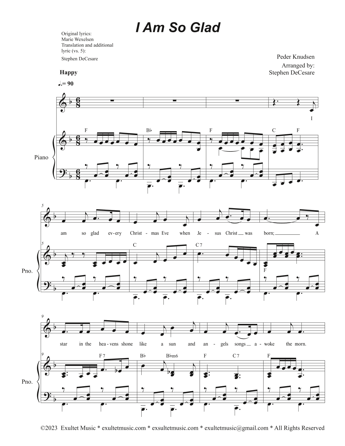 I Am So Glad (Unison choir) (arr. Stephen DeCesare)