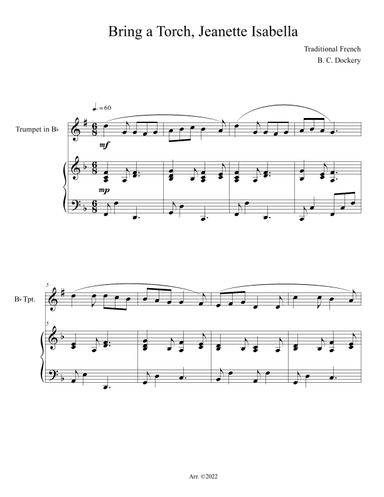 Bring a Torch, Jeanette Isabella (Trumpet Solo with Piano Accompaniment) (arr. B. C. Dockery)