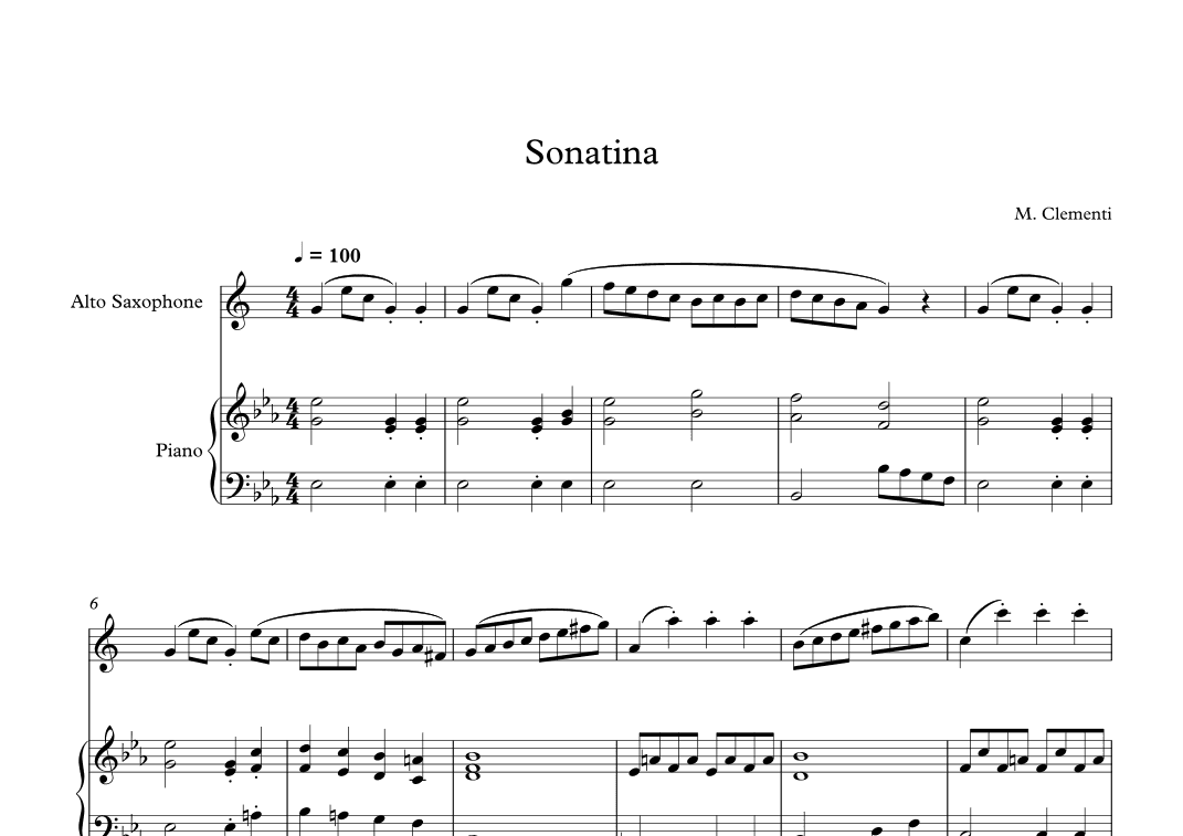 Sonatina (In C Major) - Muzio Clementi (Alto Sax + Piano) (arr. Digital Book Music)