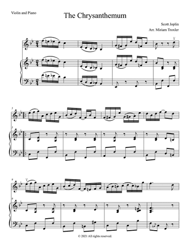 The Chrysanthemum Duet for Violin and Piano (arr. Miriam Troxler)