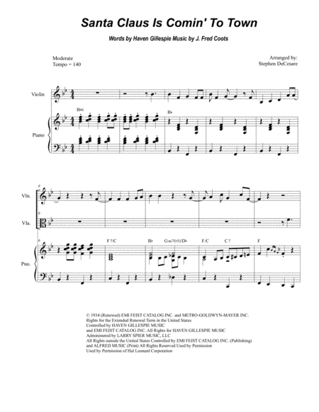 Santa Claus Is Comin' To Town (arr. Stephen DeCesare)