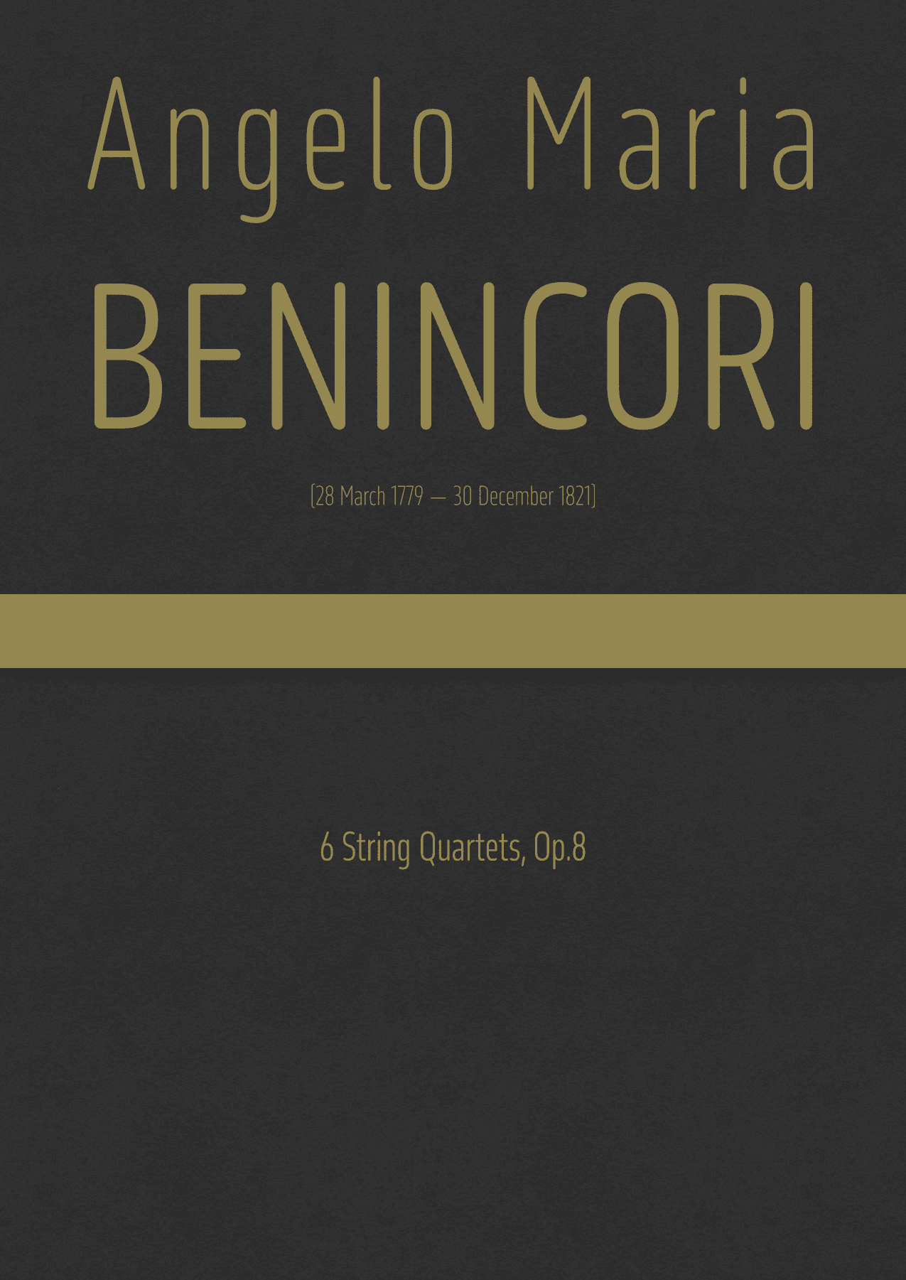 Benincori - 6 String Quartets, Op.8 (arr. J.G. Cucó Barber)