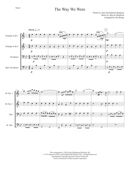The Way We Were (arr. Polar Publications)