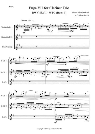 Fuga VII for Clarinet Trio (arr. Cristiano Vecchi)