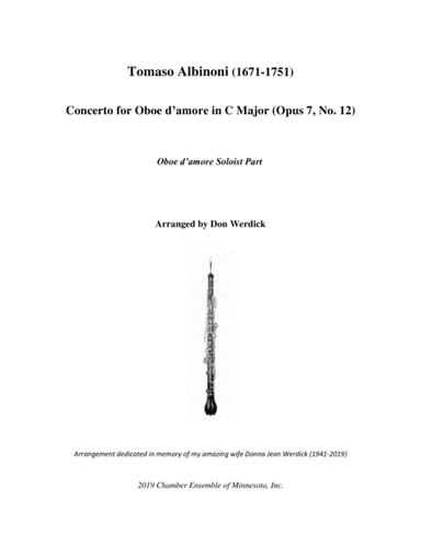 Concerto for Oboe d’amore in C Major, Op. 7 No. 12 (arr. Don Werdick (1946 - ))