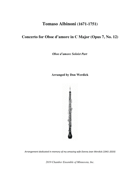 Concerto for Oboe d’amore in C Major, Op. 7 No. 12 (arr. Don Werdick (1946 - ))