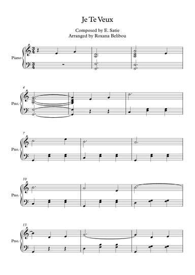 Je Te Veux Piano (arr. Roxana Belibou)