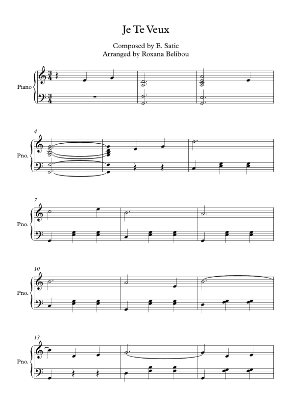 Je Te Veux Piano (arr. Roxana Belibou)