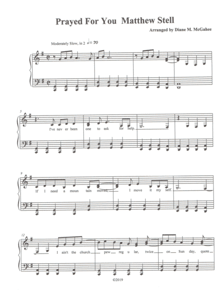 Prayed For You (arr. Diane M. McGahee)