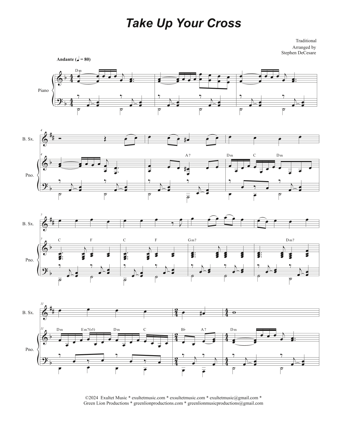 Take Up Your Cross (Baritone Saxophone and Piano) (arr. Stephen DeCesare)
