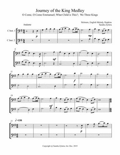 Journey Of The King (bass C instrument duet, parts only) (arr. Sandra Zylstra)