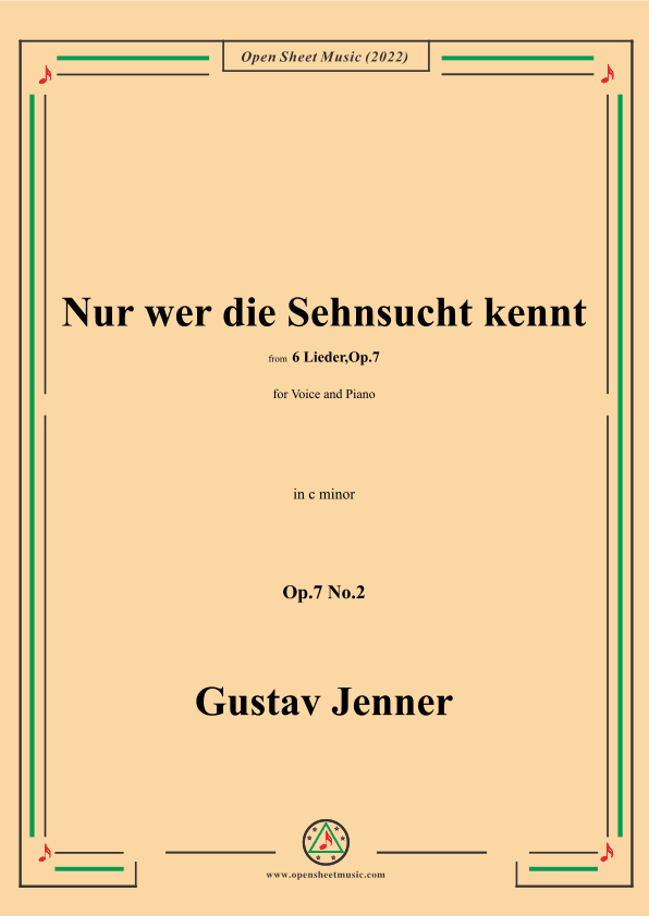 Jenner-Nur wer die Sehnsucht kennt,in c minor,Op.7 No.2 (arr. OSM Press)