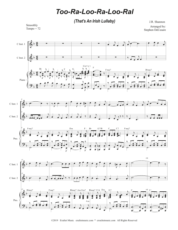 Too-Ra-Loo-Ra-Loo-Ral (That's an Irish Lullaby) (Duet for C-Instruments) (arr. Stephen DeCesare)