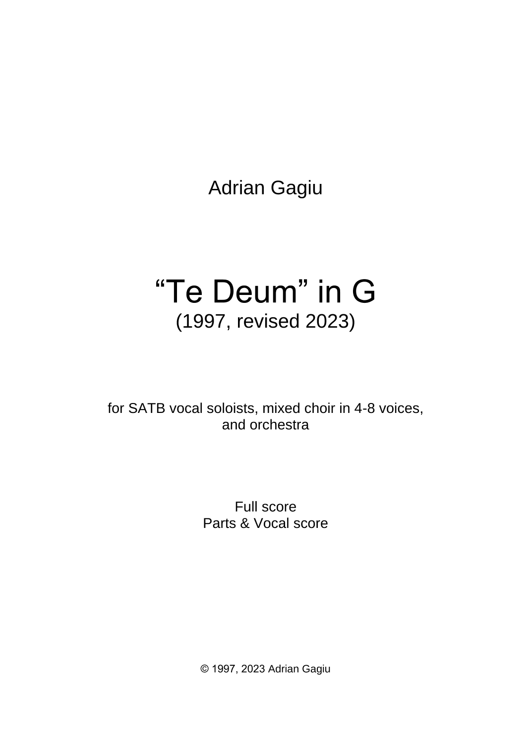 "Te Deum", op. 5