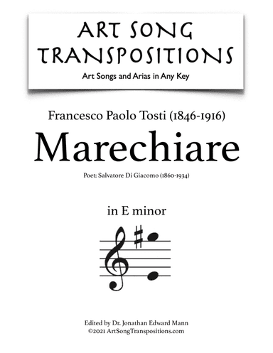 TOSTI: Marechiare (transposed to E minor) (arr. ArtSongTranspositions.com)