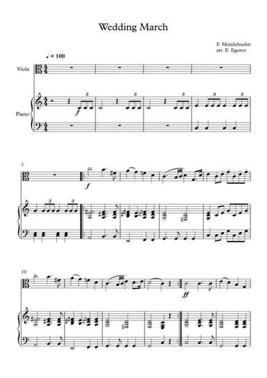 Wedding March, Felix Bartholdy Mendelssohn, For Viola & Piano (arr. Eugene Egorov)