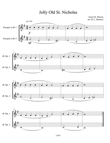 Jolly Old St. Nicholas (Trumpet Duet) (arr. B. C. Dockery)