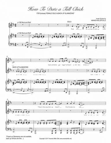 How To Date a Tall Chick (Comedy Vocal Solo, optional ensemble)
