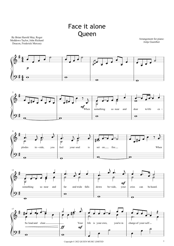 Face It Alone (arr. Antje Günther)