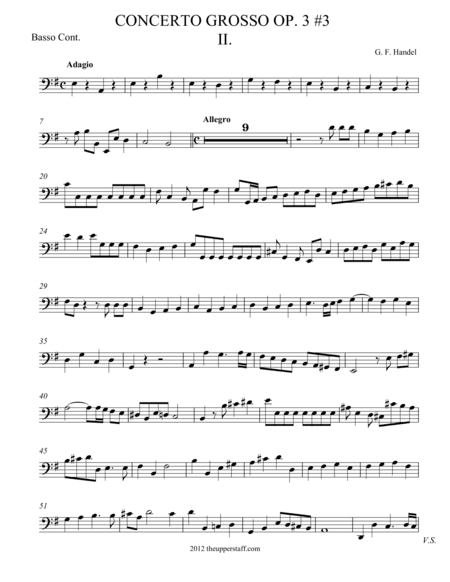 Concerto Grosso Op. 3 #3 Movement II. (arr. theupperstaff.com)