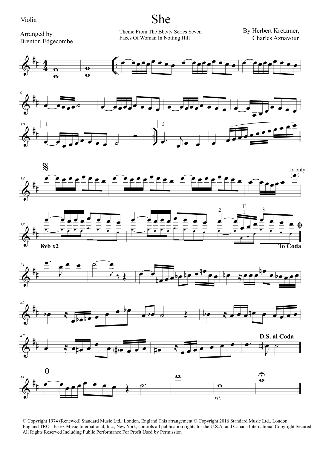 She (arr. Adelaide String Duo)