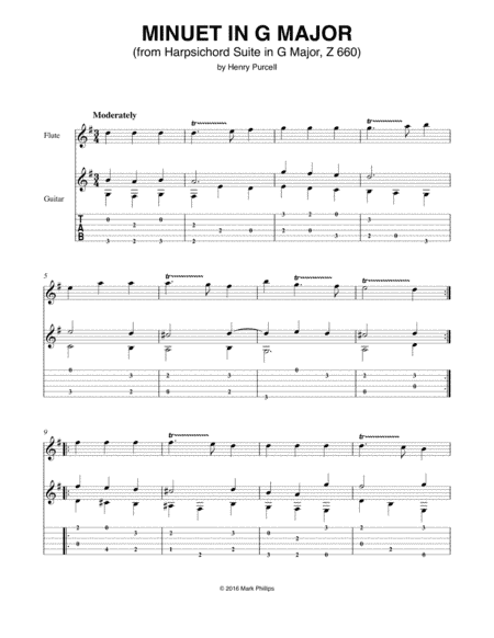 Minuet in G Major (from Harpsichord Suite in G Major, Z 660) (arr. Mark Phillips)