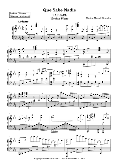 Que Sabe Nadie (arr. Fátima Olivares)