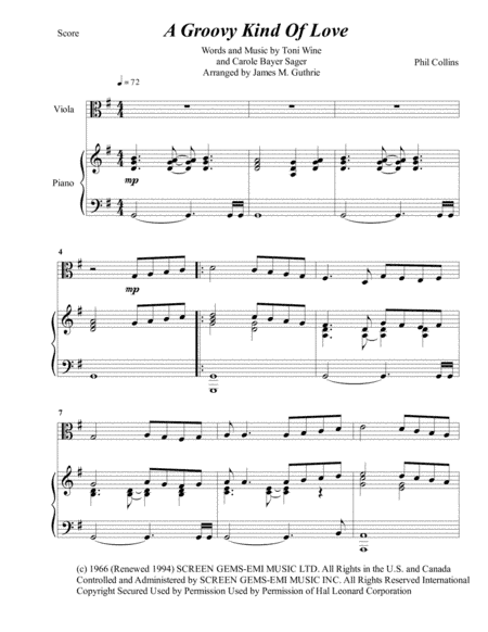 A Groovy Kind Of Love (arr. James M. Guthrie, ASCAP)