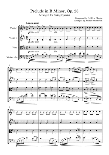 Prelude in B Minor, Op. 28 arranged for String Quartet (arr. Andrew Middleton)