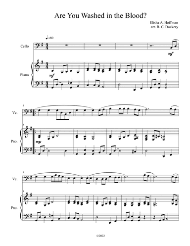 Are You Washed in the Blood? (Cello Solo with Piano Accompaniment) (arr. B. C. Dockery)
