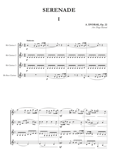 Moderato from Serenade Op. 22 for Clarinet Quartet (arr. Diego Marani)