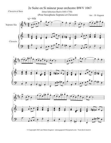 2e Suite en Si mineur pour Orchestre BWV 1067 (arr. D. Gagnon)