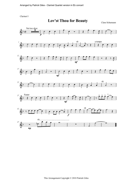 Lov'st Thou For Beauty (Liebst du um Schonheit) (arr. Patrick Giles)