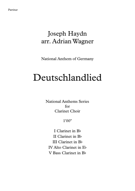 Deutschlandlied (National Anthem of Germany) Clarinet Choir arr. Adrian Wagner (arr. Adrian Wagner)
