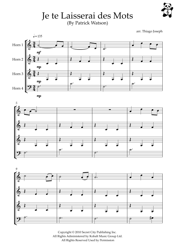Je Te Laisserai Des Mots (arr. Thiago Joseph)
