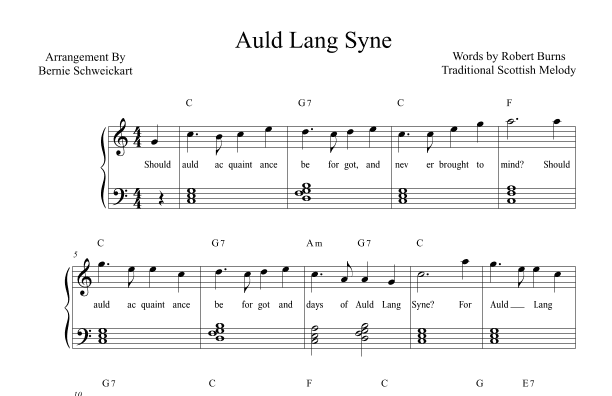 Auld Lang Syne EASY (arr. Bernie Schweickart)