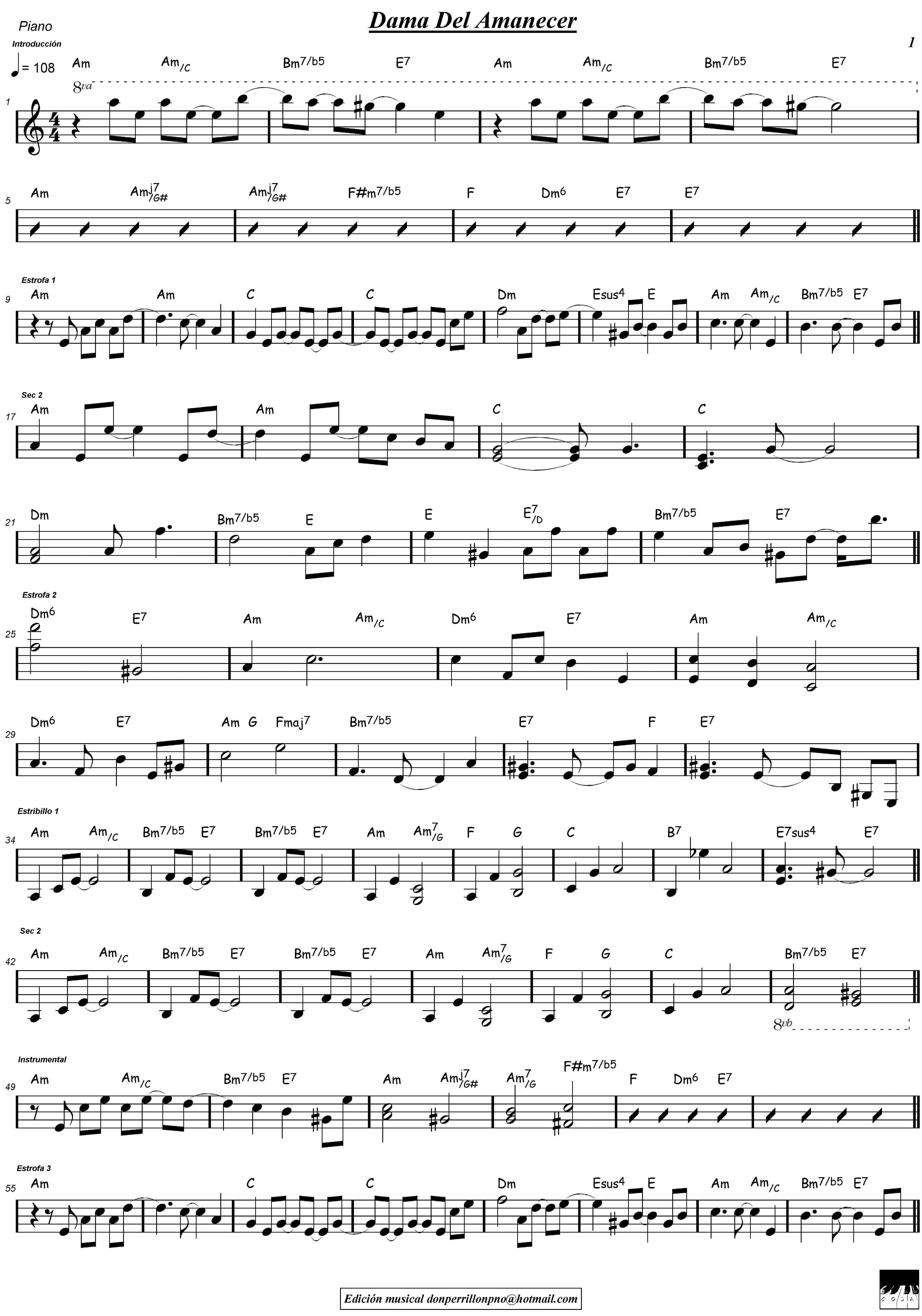 Dama Del Amanecer (arr. juan carlos esteve / Gran Coda)