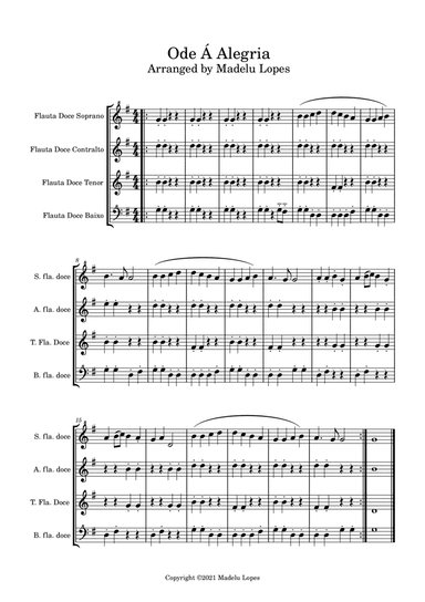 ode á alegria- Woodwind Quartet (arr. Madelu Lopes)