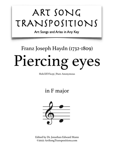 HAYDN: Piercing eyes (transposed to F major) (arr. ArtSongTranspositions.com)