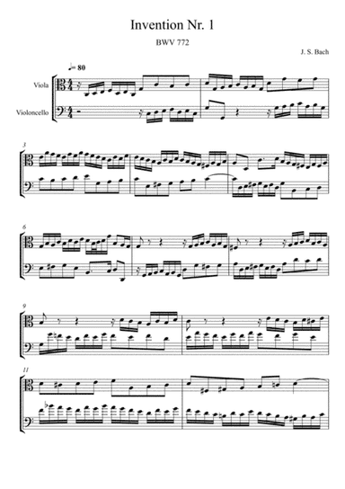 Johann Sebastian Bach - Invention No.1 (Viola and Violoncello Duet) (arr. André Laitano)