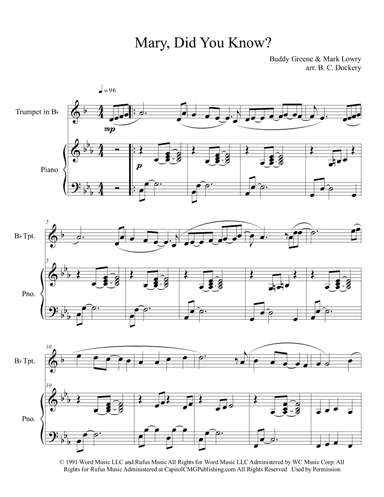 Mary, Did You Know? (arr. B. C. Dockery)