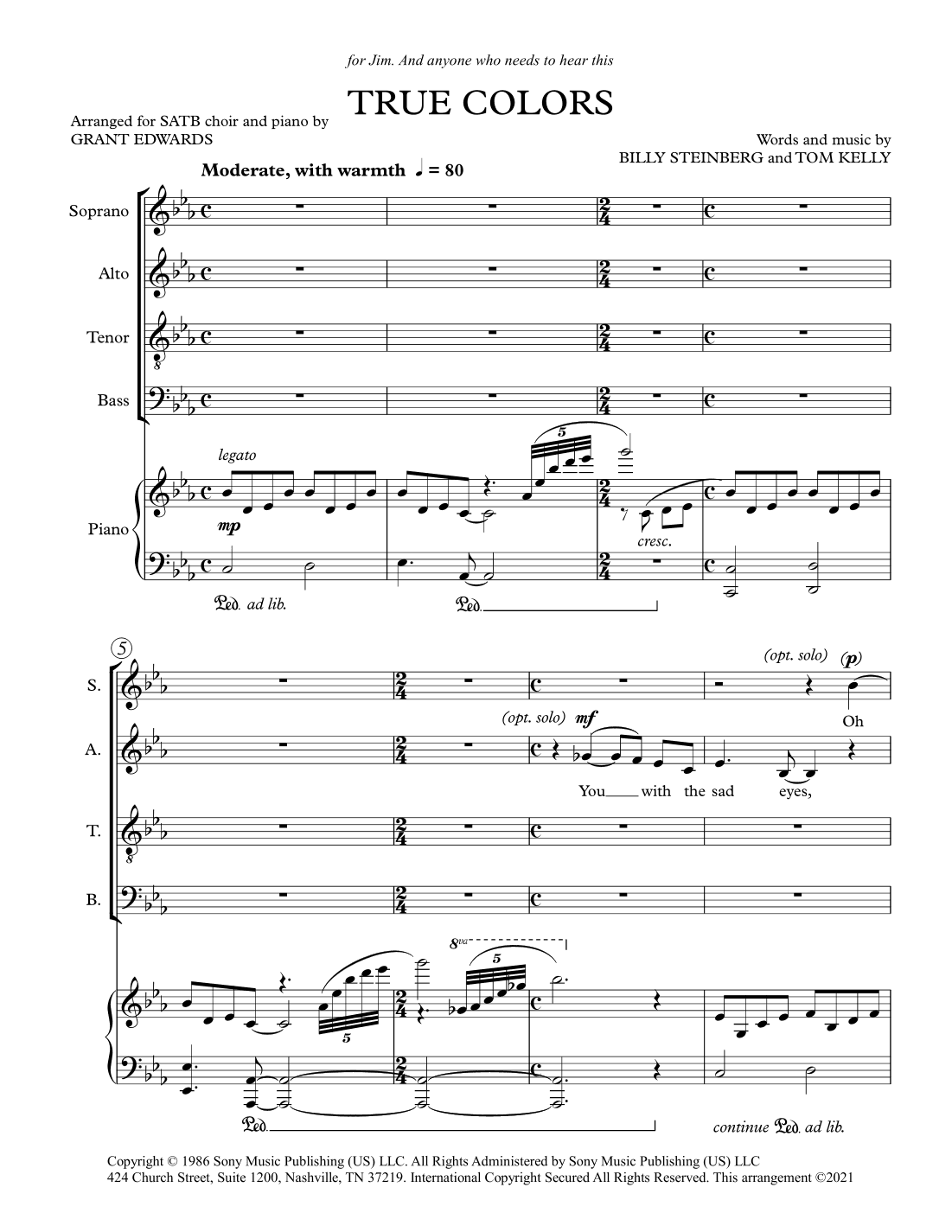 True Colors (arr. Grant Edwards)