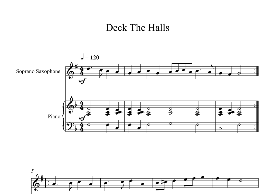 Deck The Halls (Soprano Sax + Piano) (arr. Digital Book Music)