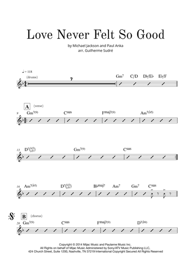Love Never Felt So Good (arr. Guilherme Sudre)