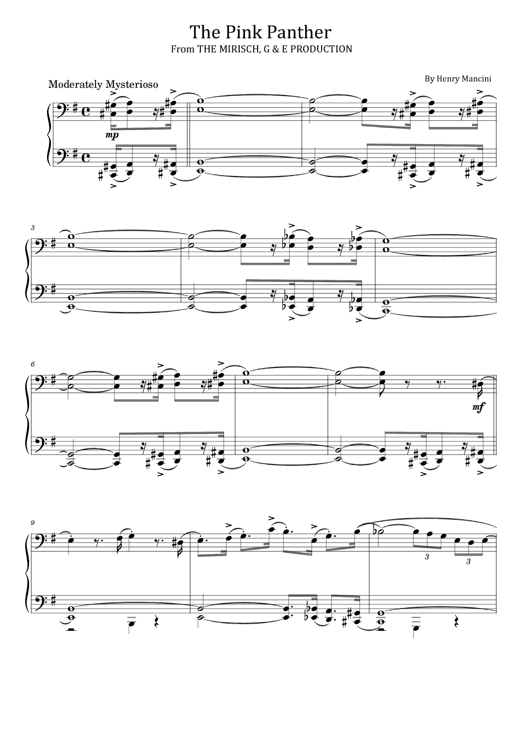 The Pink Panther (arr. poon)